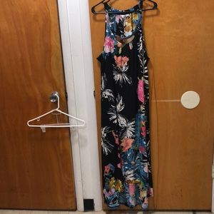 Long floral, sleeveless, high- low dress